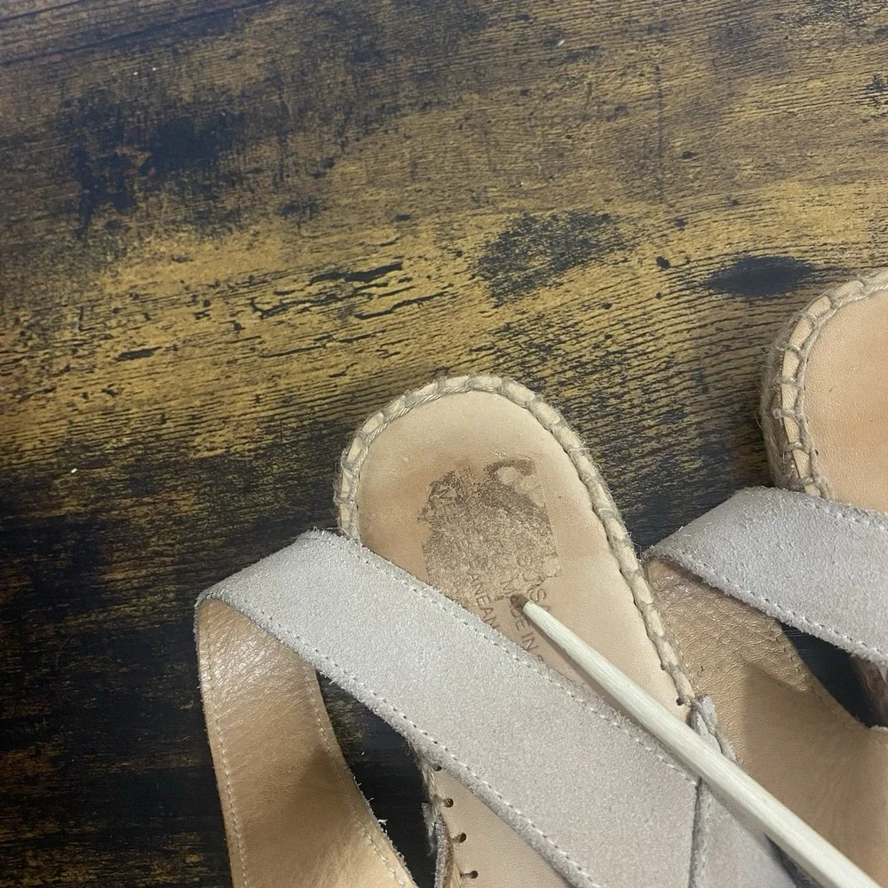 Naguisa Espadrille‎ Peep Toe Sandals Sz 10 Beige Pom Poms Ankle Strap